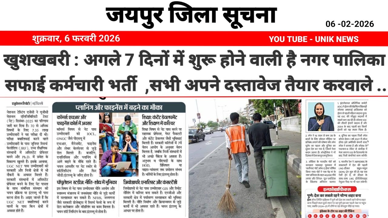 खुशखबरी 😊 नगर पालिका सफाई कर्मचारी भर्ती जल्द शुरू ।। Safai karmchari Bharti 2026 ।। UNIK NEWS 
