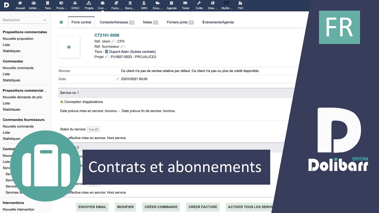 Tutoriel 8 - FR - Contrats et abonnements dans Dolibarr ERP CRM