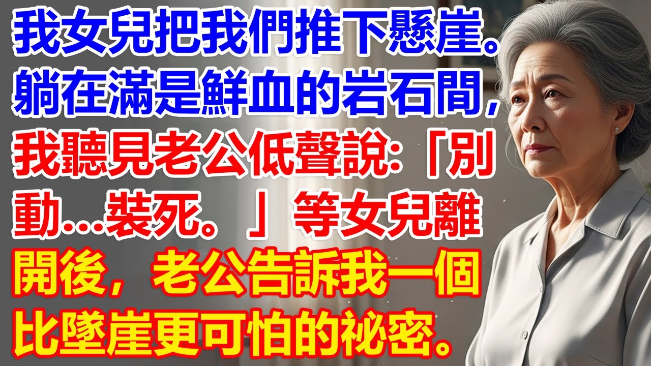 我女兒把我們推下懸崖。躺在滿是鮮血的岩石間，我聽見老公低聲說：「別動…裝死。」等女兒離開後，老公告訴我一個比墜崖更可怕的祕密。