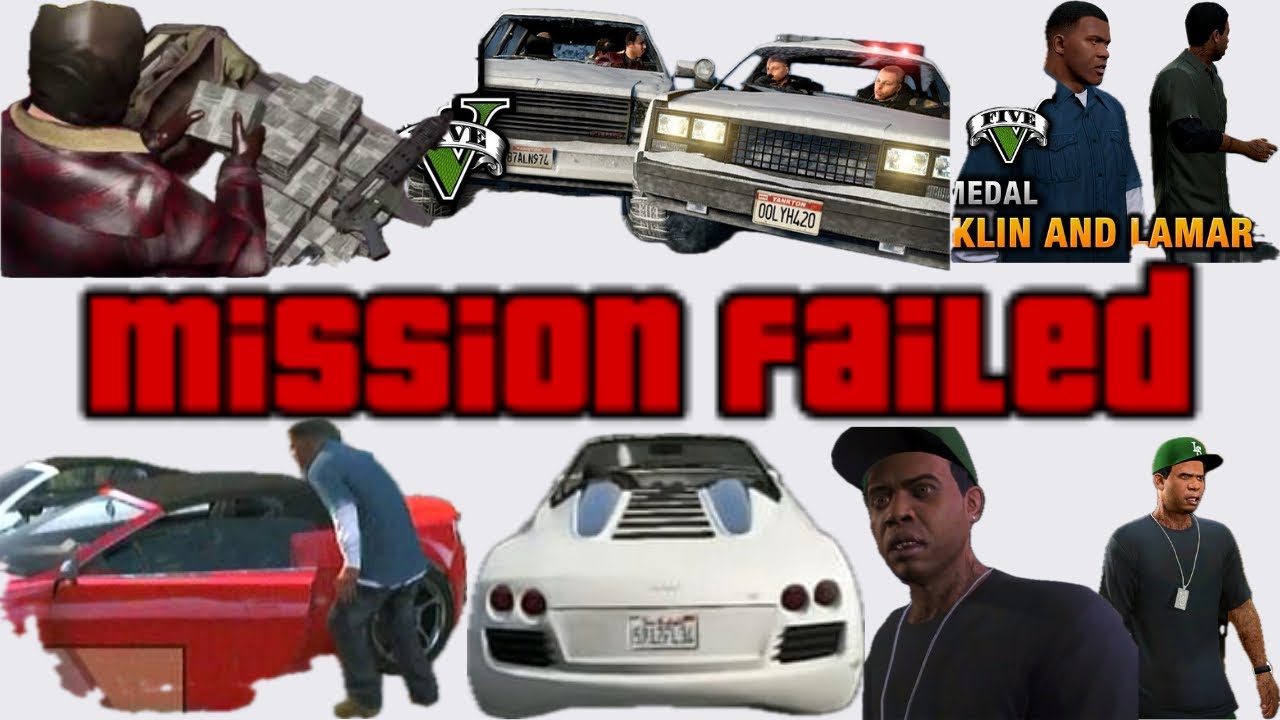 GTA V Mission Failed Compilation - Prologue Franklin and Lamar Repossession