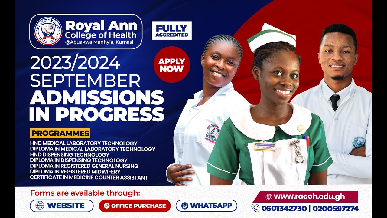 The Best Private Health Training Institution in Ghana…ROYAL ANN COLLEGE OF HEALTH. APPLY NOW