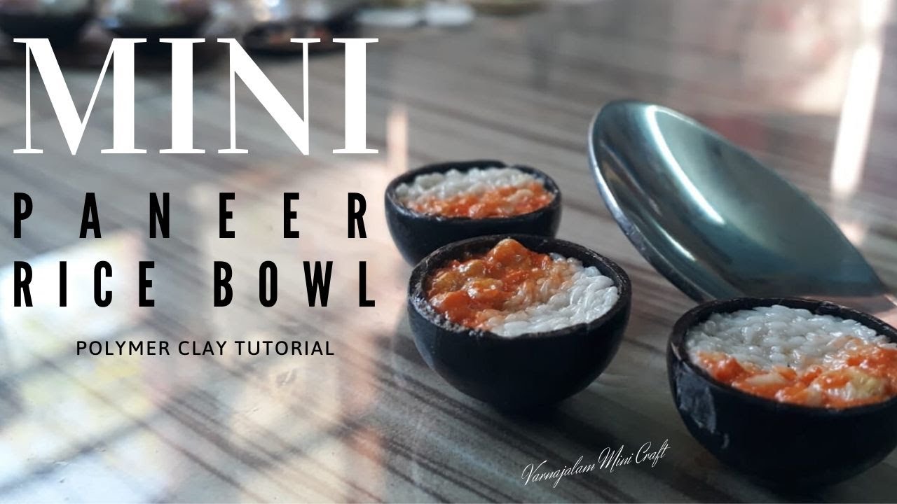 Miniature paneer rice bowl🍚|polymer clay tutorialVJ