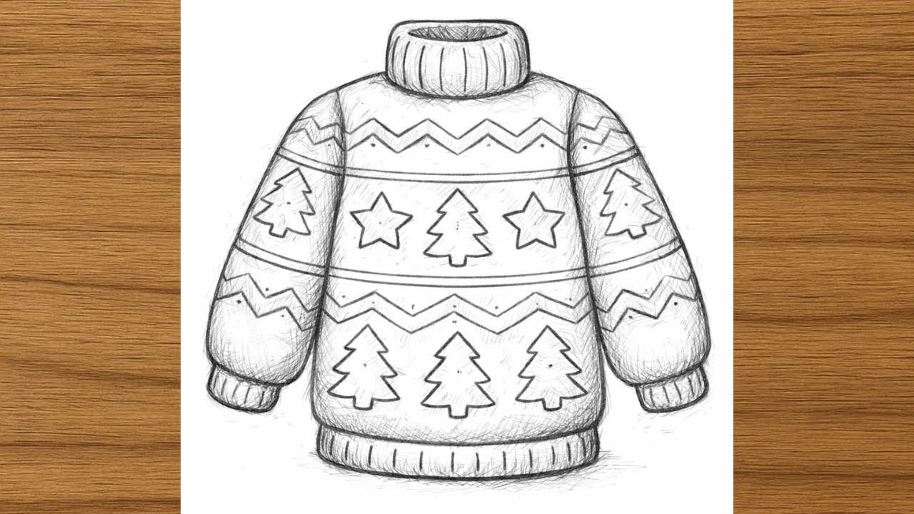 Realistic Winter Sweater Pencil Sketch | Cozy Clothing Drawing
