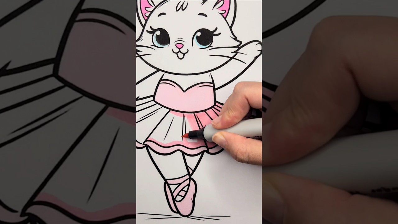 COLORING a CUTE Cat #coloring #cats #ballet #ballerina #cutestuff #cutecats #coloringcats #kitty
