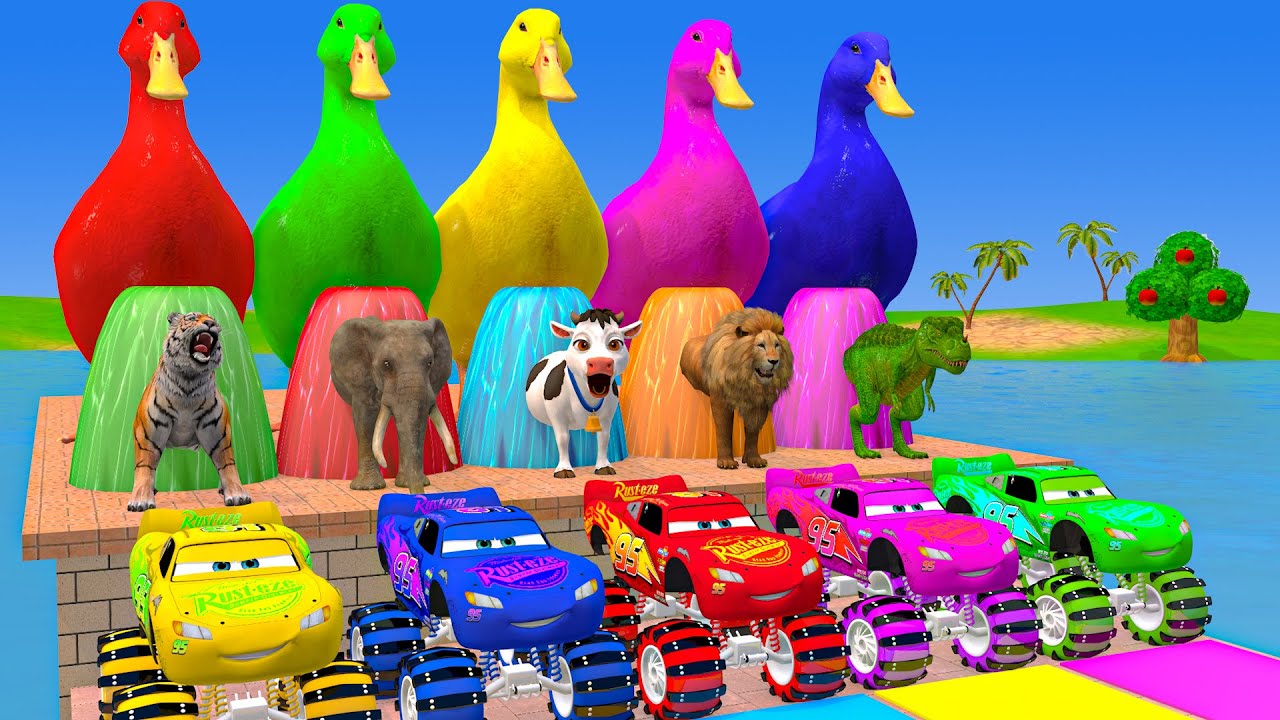 Long Slide Game With Cow Elephant Gorilla Hippopotamus Tiger 3d Animal Game Funny 3d Animals