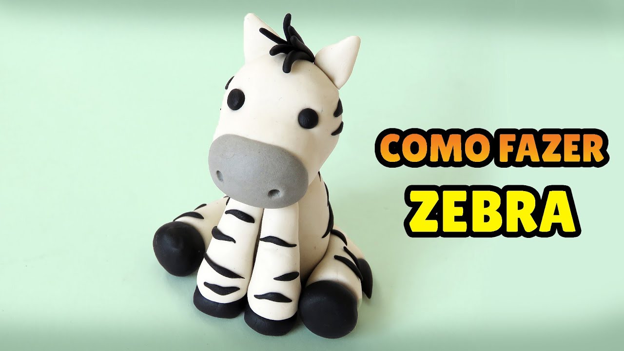 🔴DIY Faça uma ZEBRA - SAFARI - Tutorial Fácil Biscuit, clay, plastilina , Pasta Americana