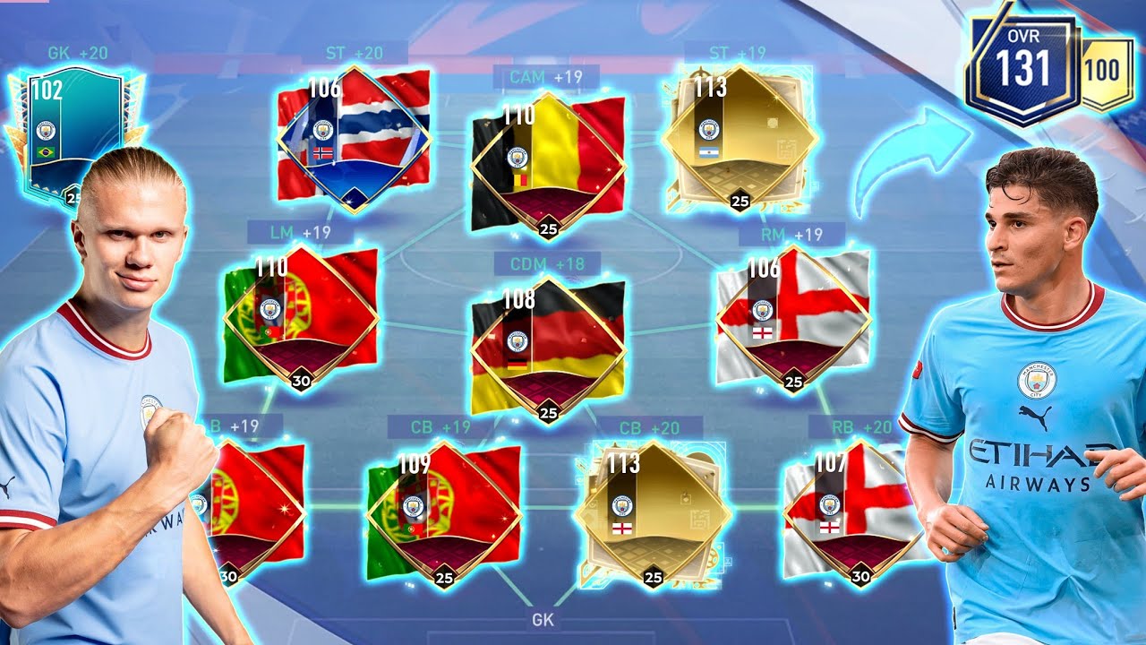 131 OVR BEST POSSIBLE MAN CITY TEAM UPGRADE | FIFA MOBILE 22/23 SQUAD BUILDER