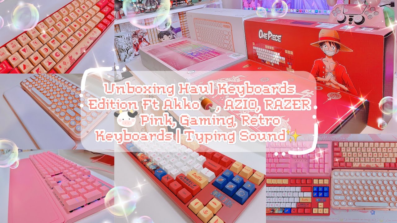 Unboxing Haul Keyboards Edition Ft Akko, AZIO, RAZER 🍖🐮Pink, Gaming, Retro Keyboard| Typing Sound✨