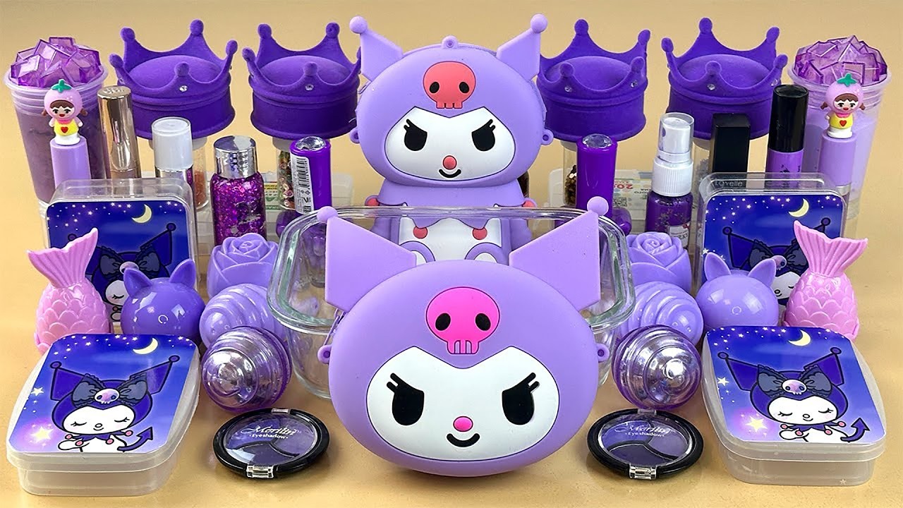 Фиолетовый слайм 💜💤 Добавляю в слайм косметику, блестки и бусины 👑 ASMR Slime 2160p.