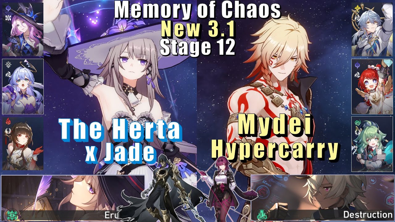 New Memory of Chaos 12 | E0 The Herta Jade & E0 Mydei Hypercarry | 3.1 3 Stars | Honkai: Star Rail
