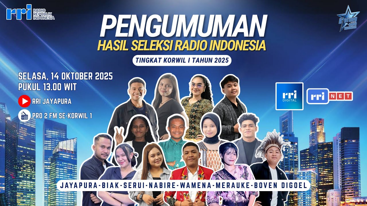 PENGUMUMAN HASIL SELEKSI BINTANG RADIO RRI KORWIL I TAHUN 2025