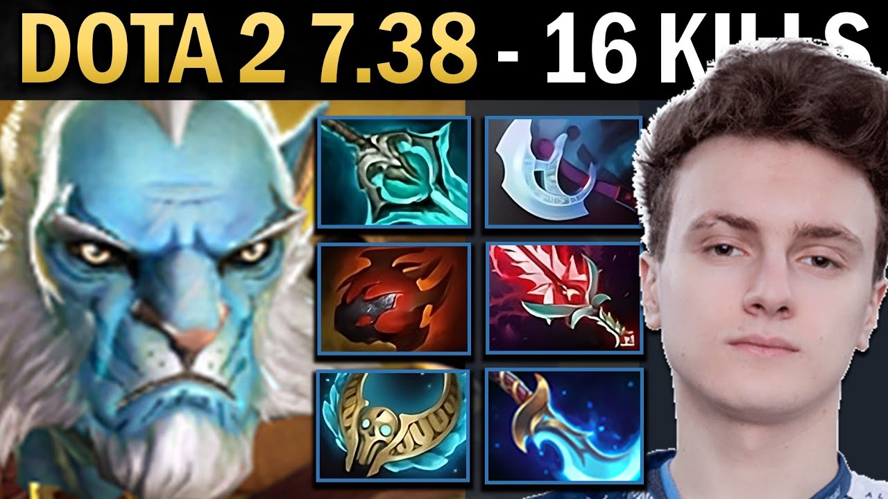 Phantom Lancer Gameplay Miracle with 16 Kills and Bloodthorn - Dota 7.38