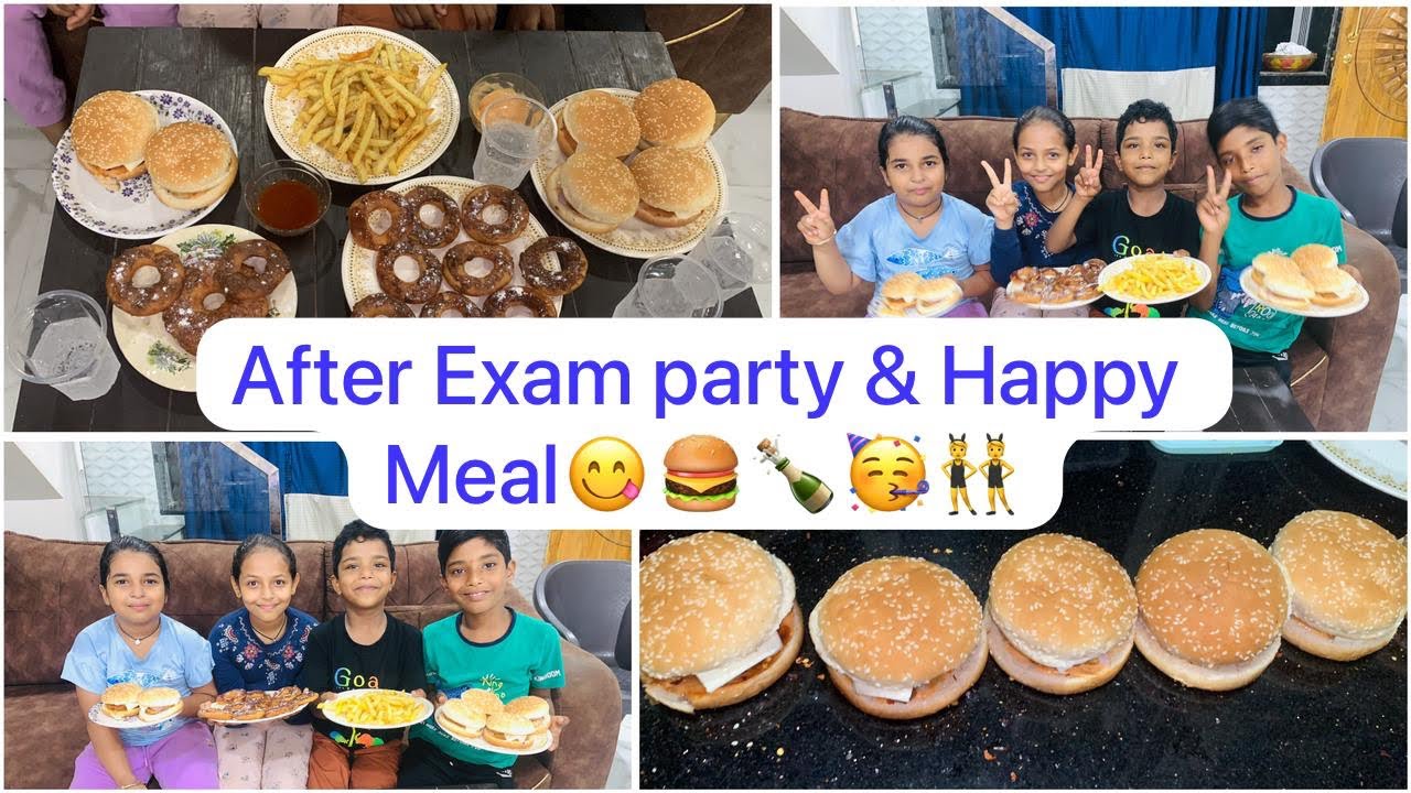 After exam party🍔🍾💖||happy meal with happy people 💖| donuts Recipe | alot of fun,food 👯||