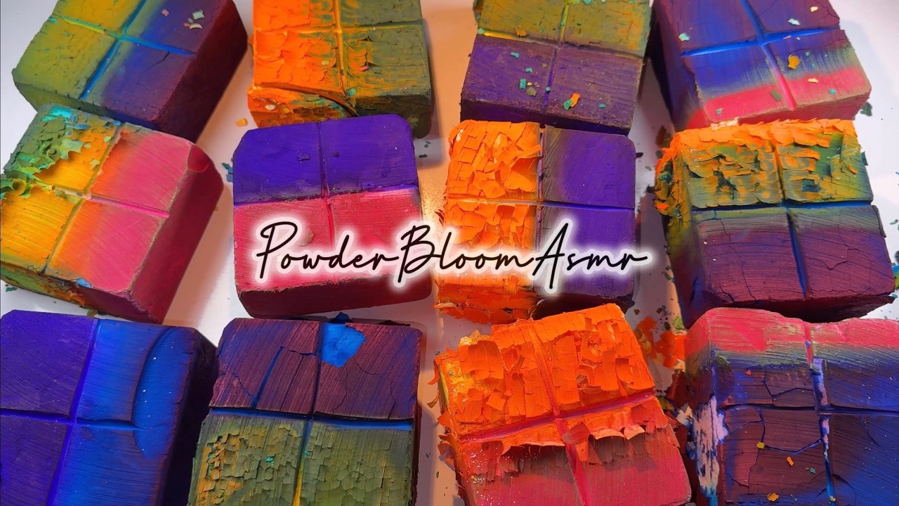 Vibrant Multidyed Gymchalk Blocks Crush🌈✨| c/w @CrushandCalm_2  Powder Bloom Asmr #gymchalkasmr