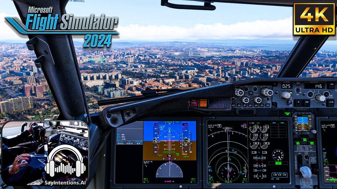 Flight Simulator 2024 Say Intentions.AI NEXT-GEN ATC & INSANE Traffic 😱 Full Flight into Lisbon! 4K