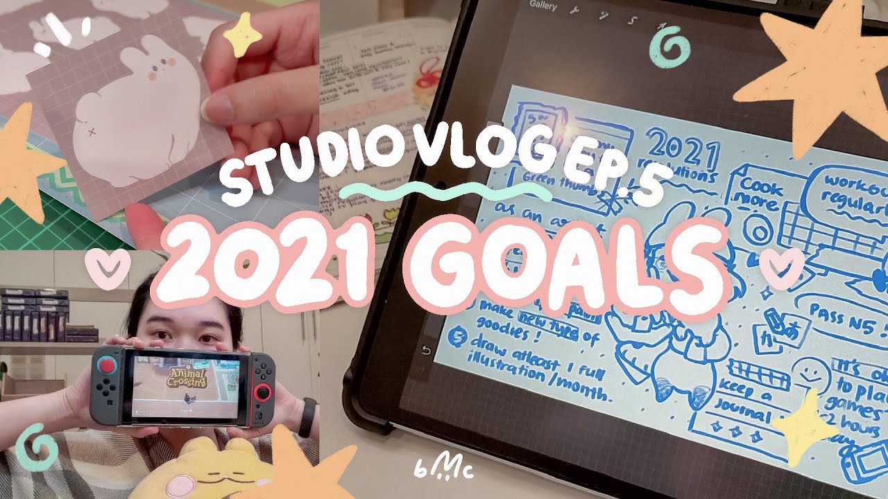 ✿ STUDIO VLOG 05: 2021 Goals, Making Memo Pad, Draw with me, New Plants!