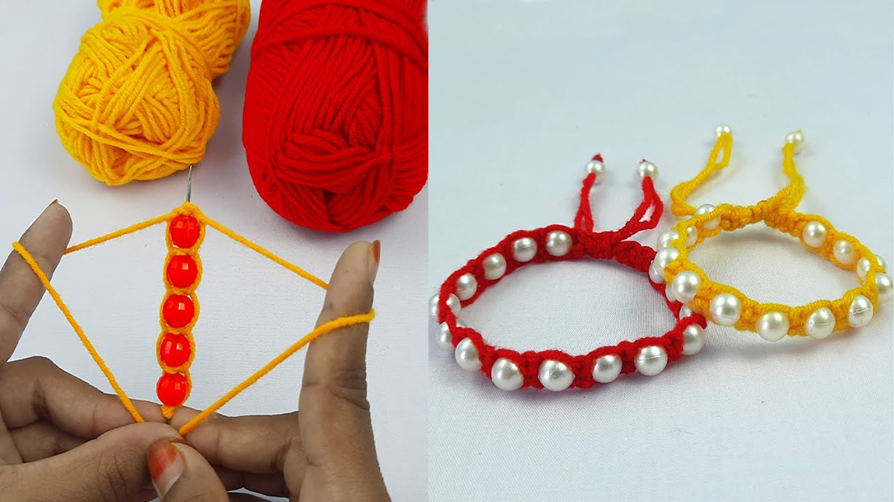 DIY Macrame Bracelet With beads | Pearl Beaded Flower Pattern Bracelet | Macrame Bracelet