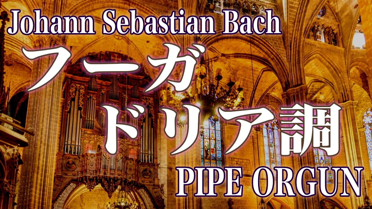 パイプオルガン名曲。バッハ：BWV538 フーガ ドリア調 。フリーBGM。Fugue in D minor, BWV 538： Johann Sebastian Bach