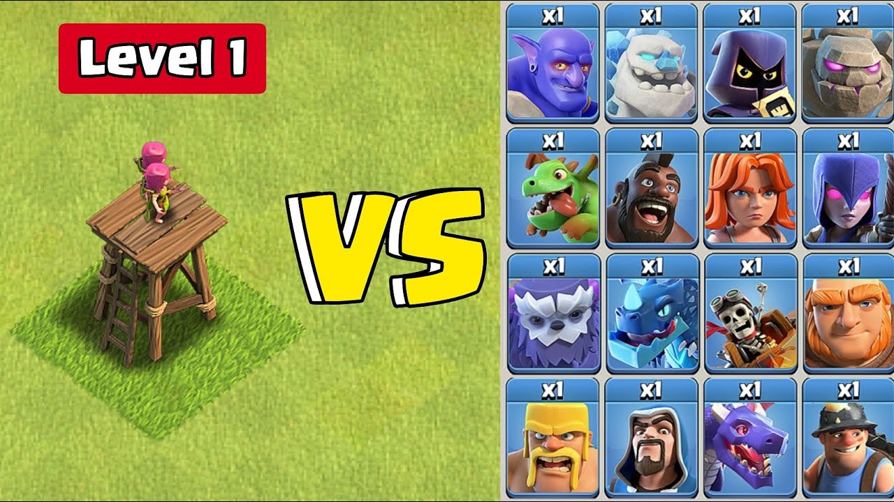 Level 1 Archer Tower vs All Troops - Clash of Clans