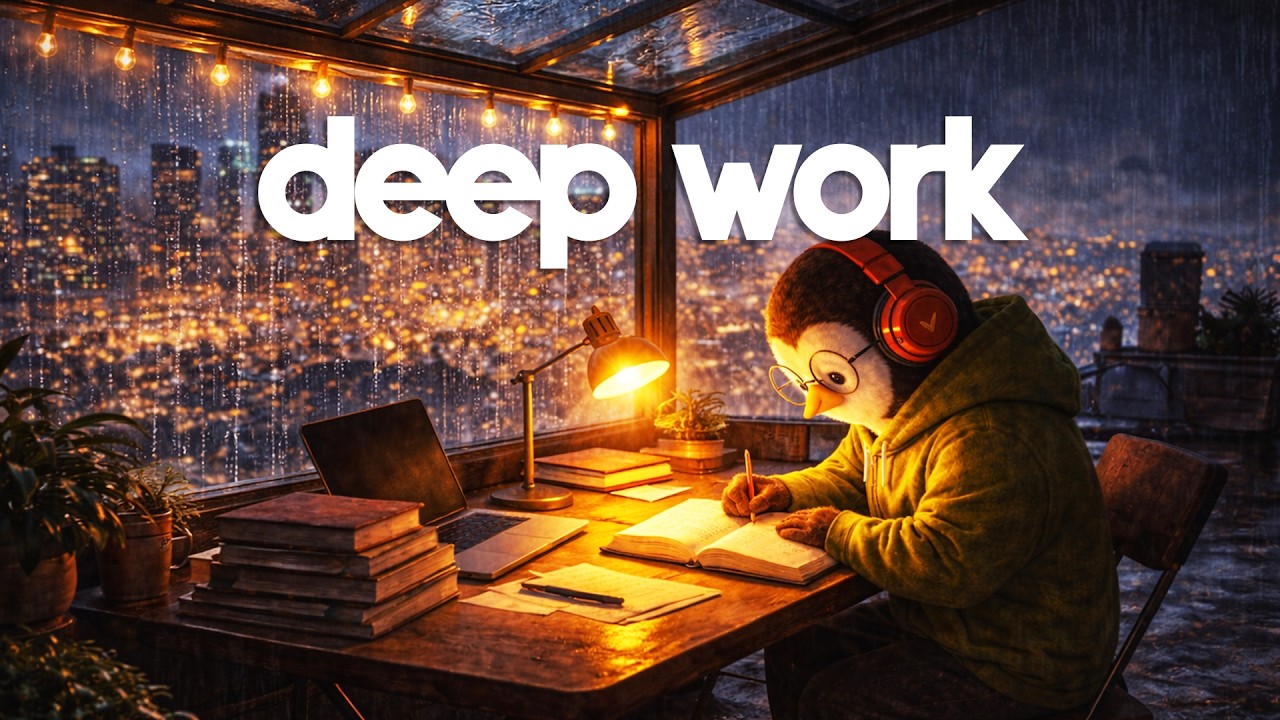Deep Work Violin LoFi 🌧 | Rainy Library Study Music (3 Hours)