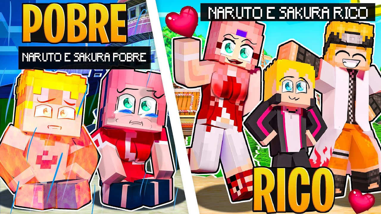 RICO VS POBRE DO NARUTO e SAKURA no MINECRAFT!