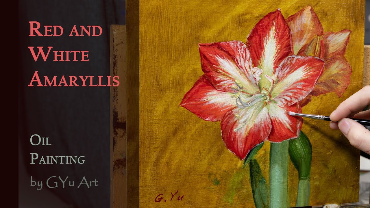 Painting Red Amaryllis Flower from Start to Finish, Oil Painting Tutorial #Painting #Flower #winter