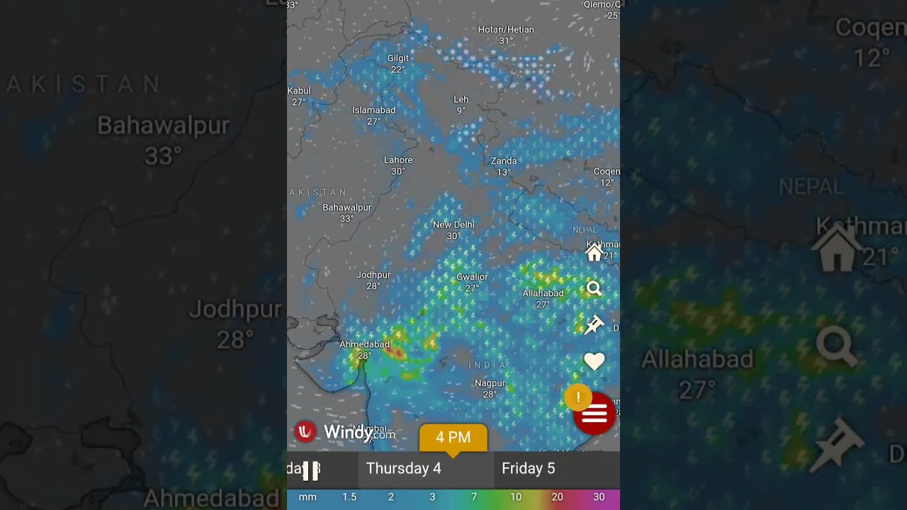 Rain Forecast of North India for the next 4 days from 2nd Sept @ 8.00pm IST - Windy.com