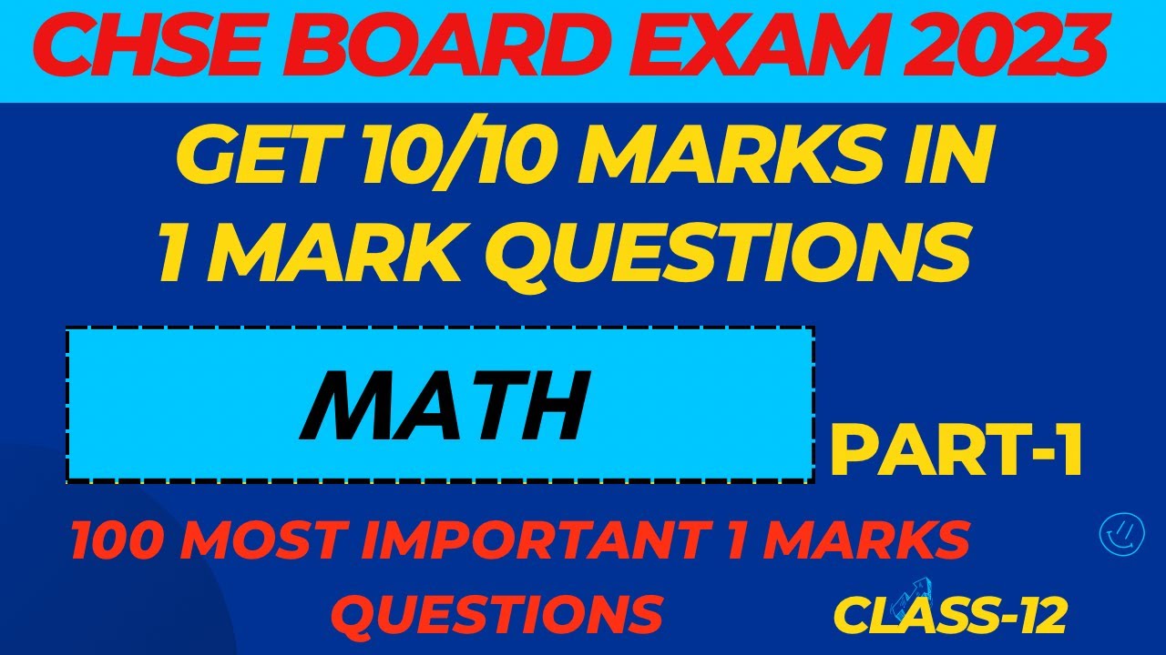 Math  100 most important 1 marks questions |Math 1 marks questions  for board exam 2023 |CHSE odisha