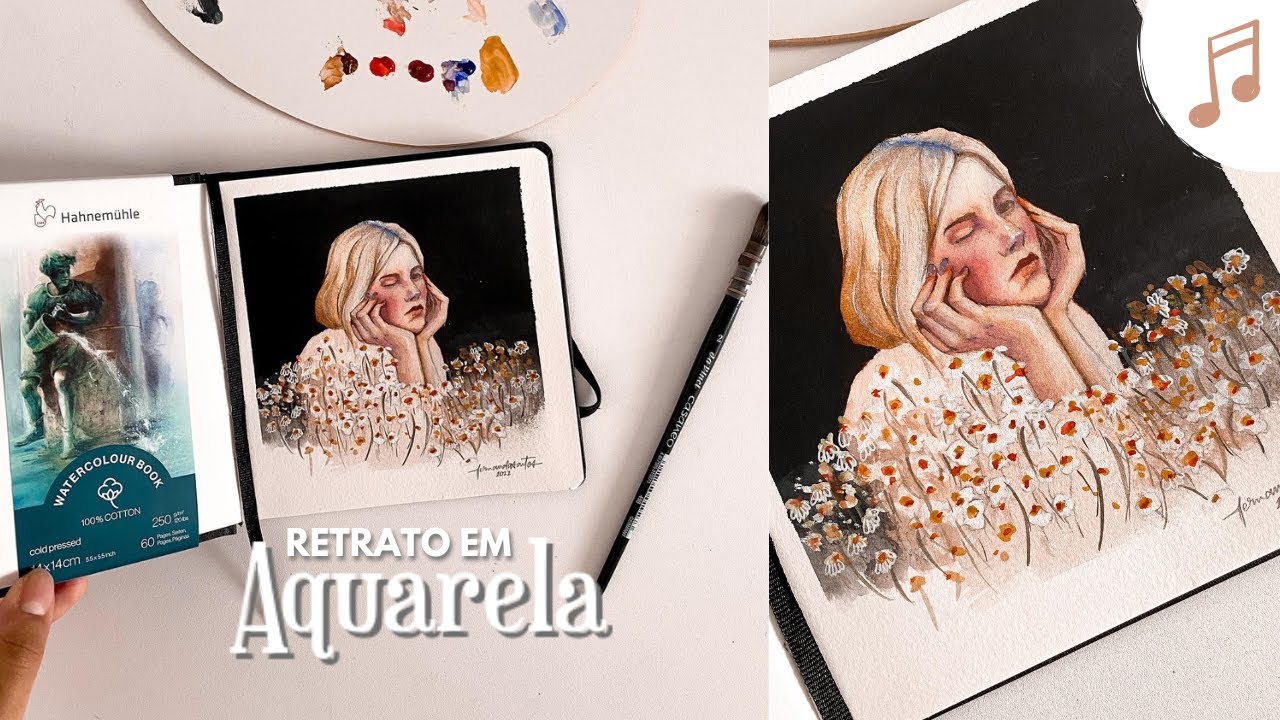 Como Pintar um Retrato Realista em Aquarela | Processo da Pintura ✨🎨