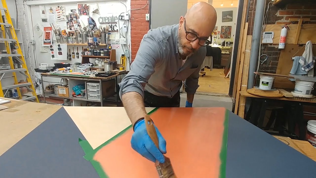 COLOUR IS KEY (2022) - Demetrios Papakostas, Montreal hard-edged abstract painter in studio.