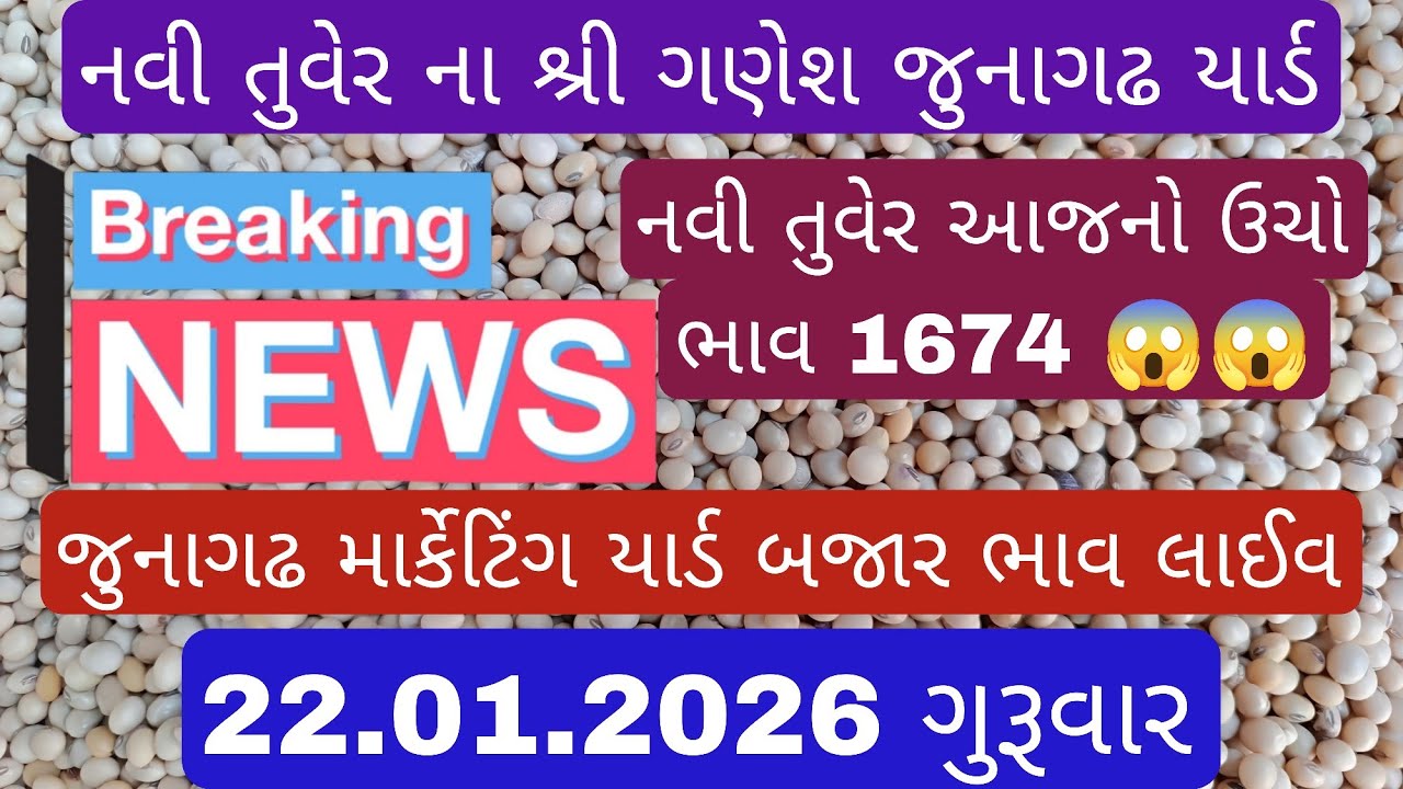 નવી તુવેર ના શ્રી ગણેશ જુનાગઢ માર્કેટિંગ યાર્ડ ૨૨.૦૧.૨૦૨૬. #મગફળીનાભાવ #mungfali #મગફળી #soyabean 