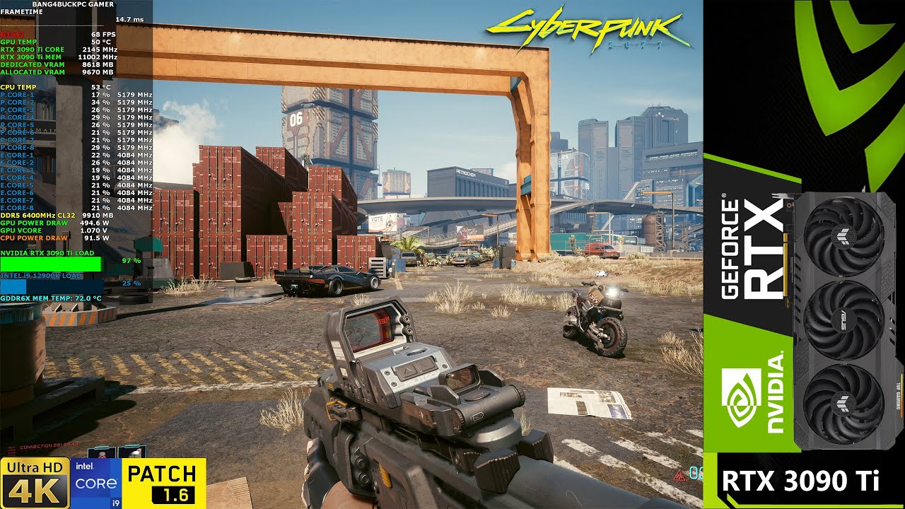 Cyberpunk 2077 Patch 1.6 4K DLSS Ultra Settings | RTX 3090 Ti | i9 12900K 5.2GHz
