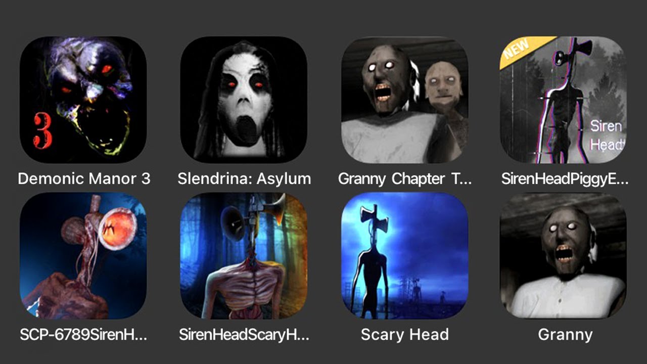 Demonic Manor 3, Slendrina Asylum, Granny 2 Update 1.1.6, Siren Head Piggy Escape House...