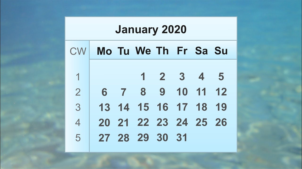 January 2020 Calendar