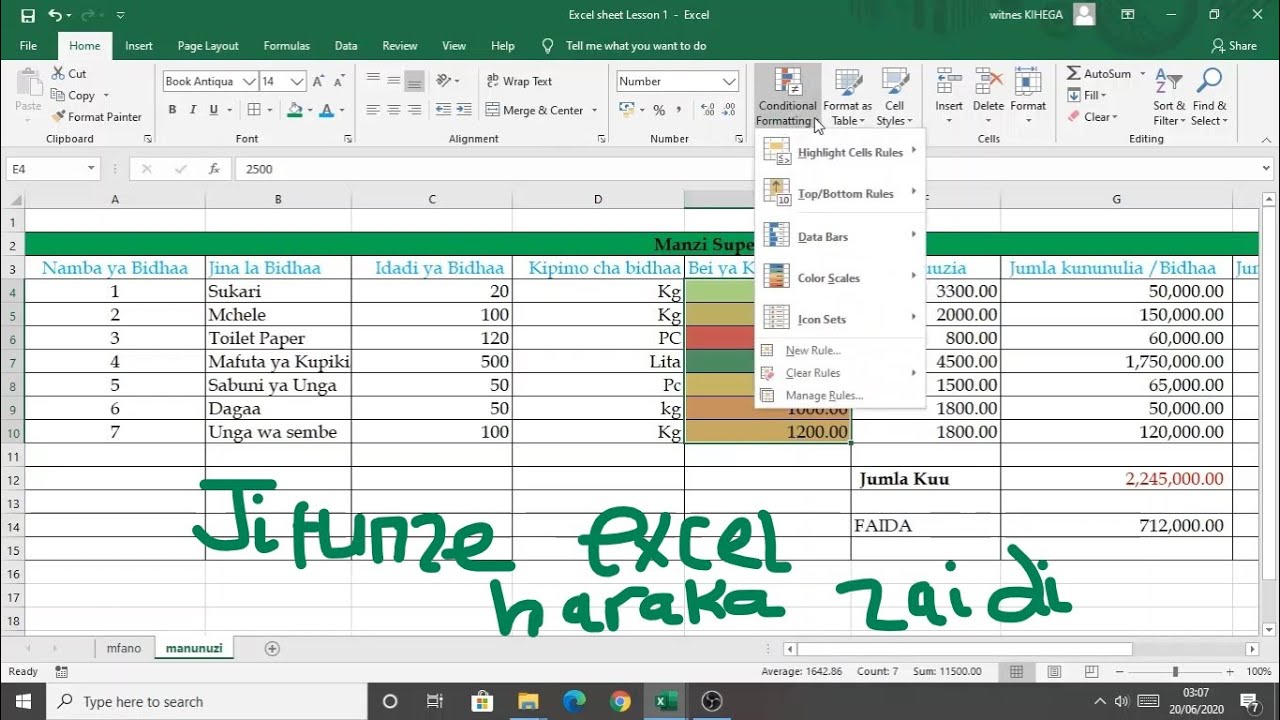 Jifunze Excel Somo la 1 Basics