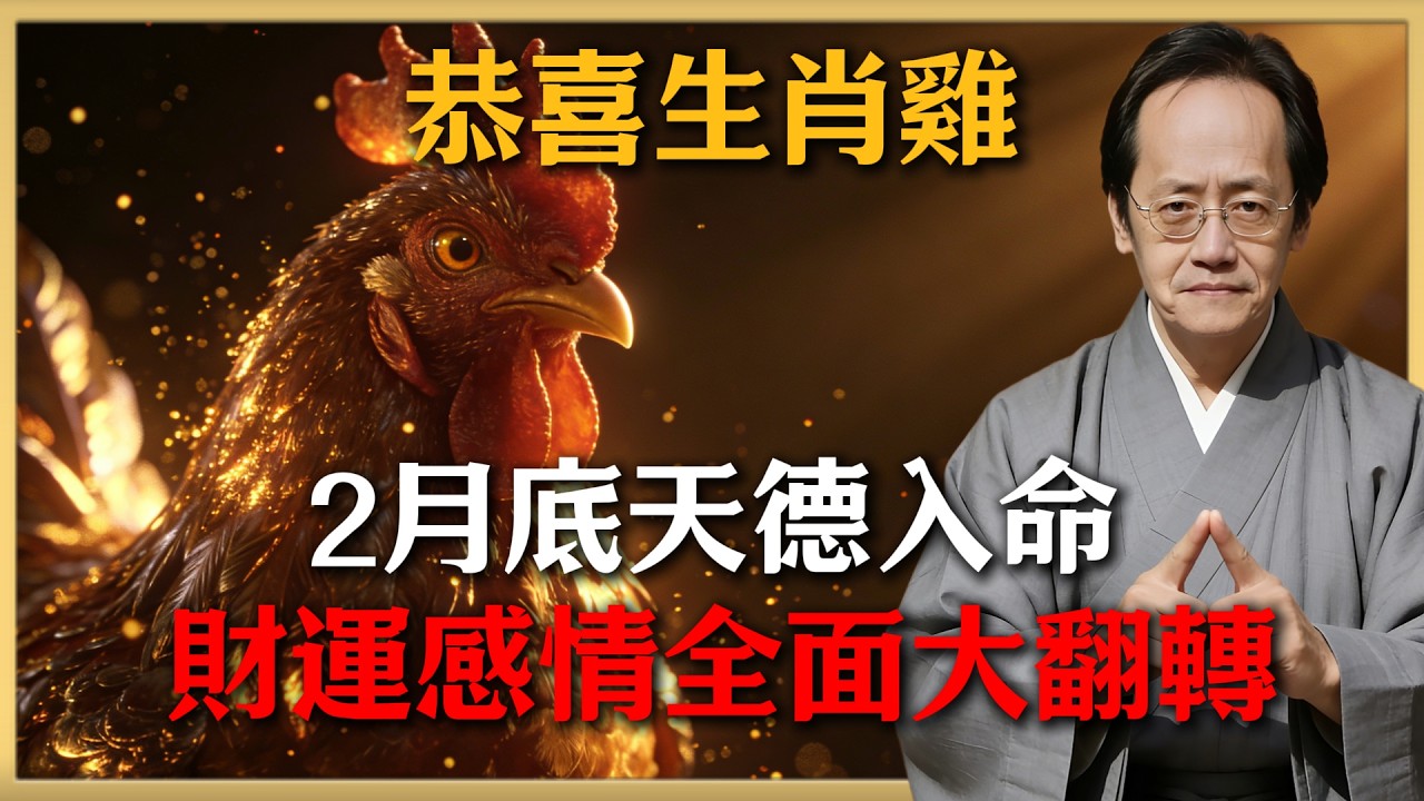 恭喜生肖雞！2026年2月底「天德」入命，這14天是開運關鍵，速行動否則福報白白溜走！
