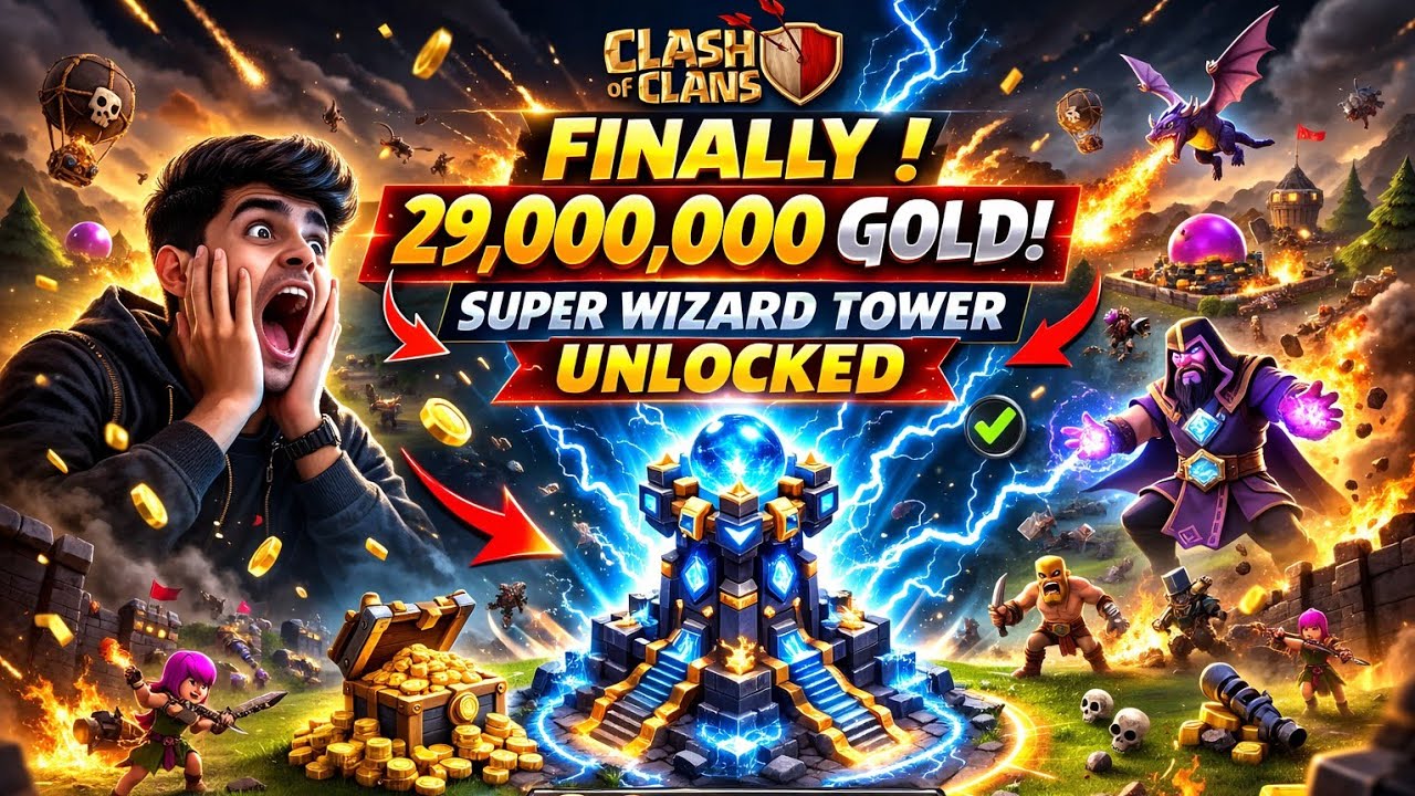 29,000,000 GOLD SPENT! 😳 Super Wizard Tower Finally Unlocked | Clash of Clans