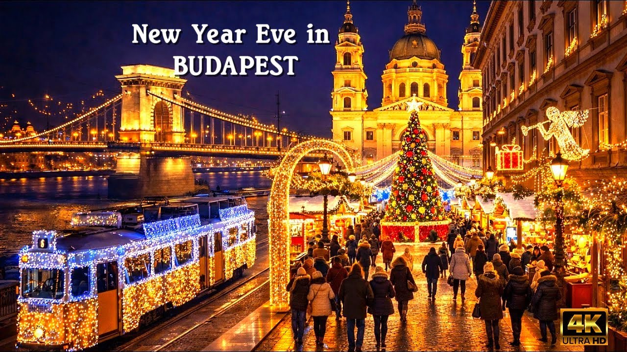 Budapest New Year Eve Night Welcome with Snowfall 4K 2026!