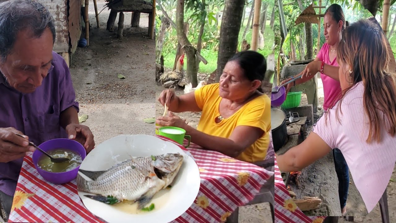 Reveca y Blanca empesaron  aservir El caldo de mojarras 🤤😋