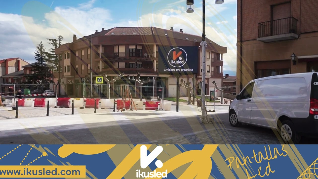 Monoposte publicitario LED de doble cara píxel 6 mm instalado en el municipio de Navarrete, La Rioja