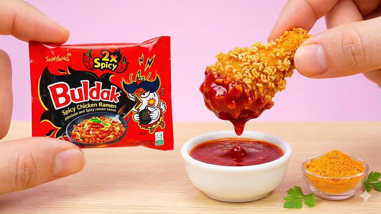 Satisfying Cooking Miniature Fried Chicken with Spicy Noodles Buldak 🍗 만족스러운 요리, 미니 닭튀김과 매콤한 면 (불닭)