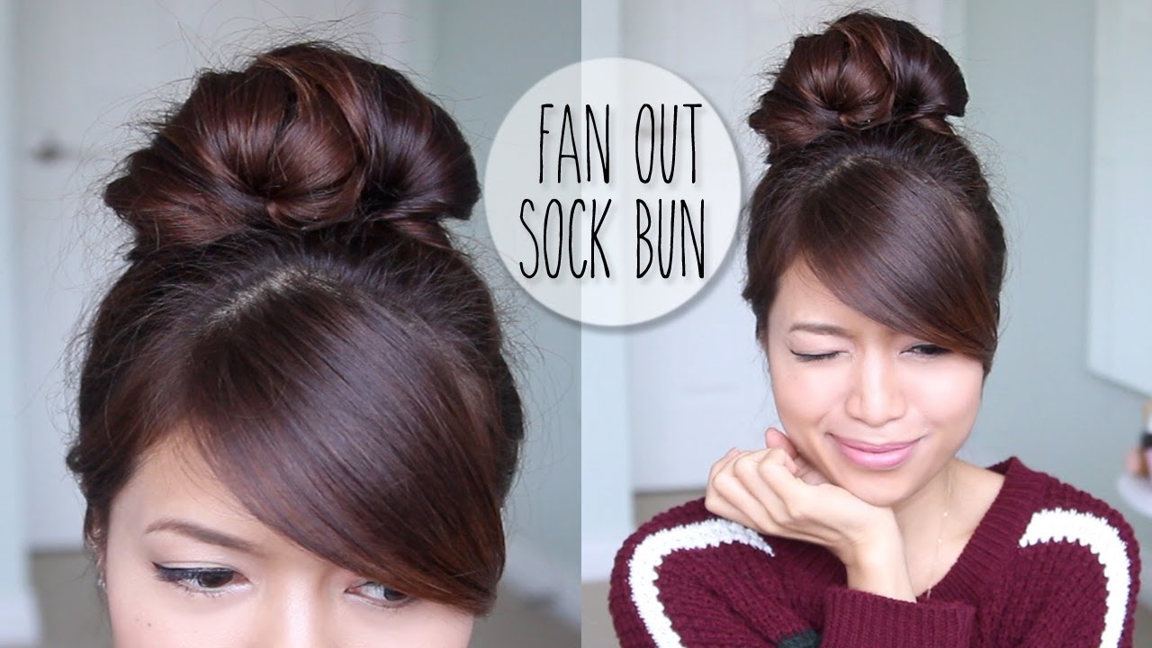 Everyday Fan Sock Bun Updo Hairstyle for Long Hair Tutorial