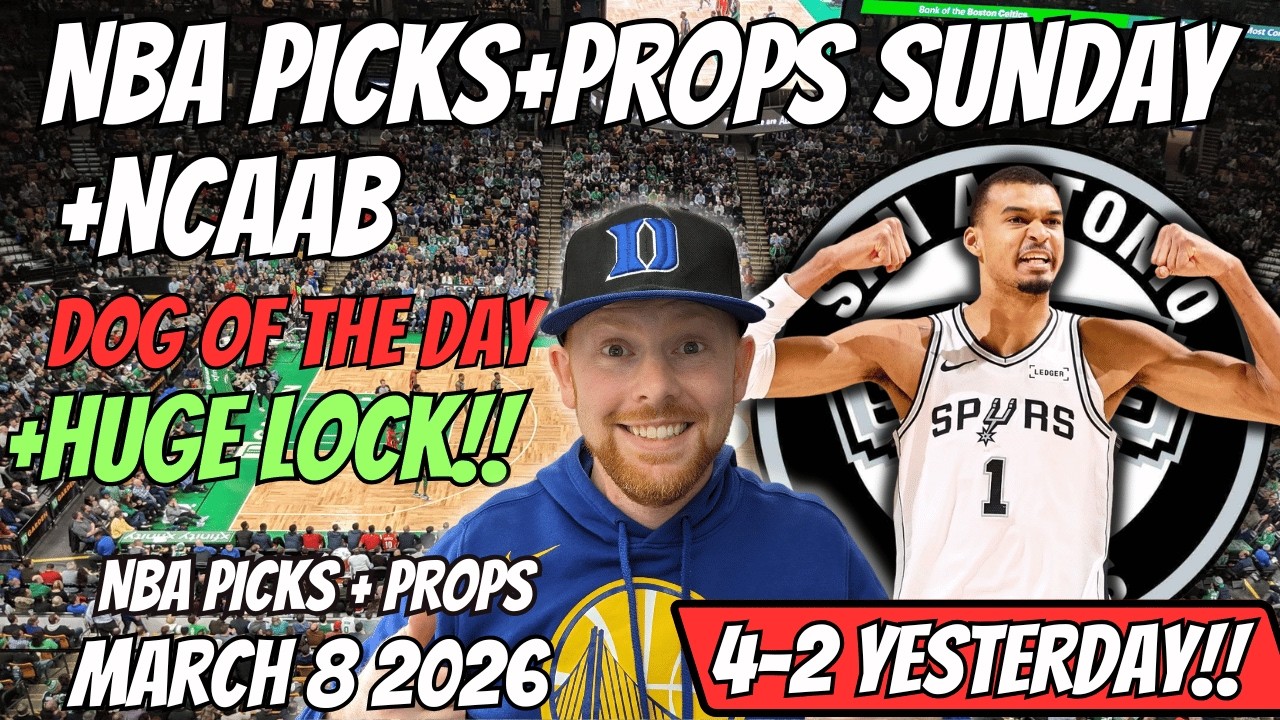 NBA Picks Today Sunday 3/8/2026 | Free NBA Best Bets, Player Props, and Predictions