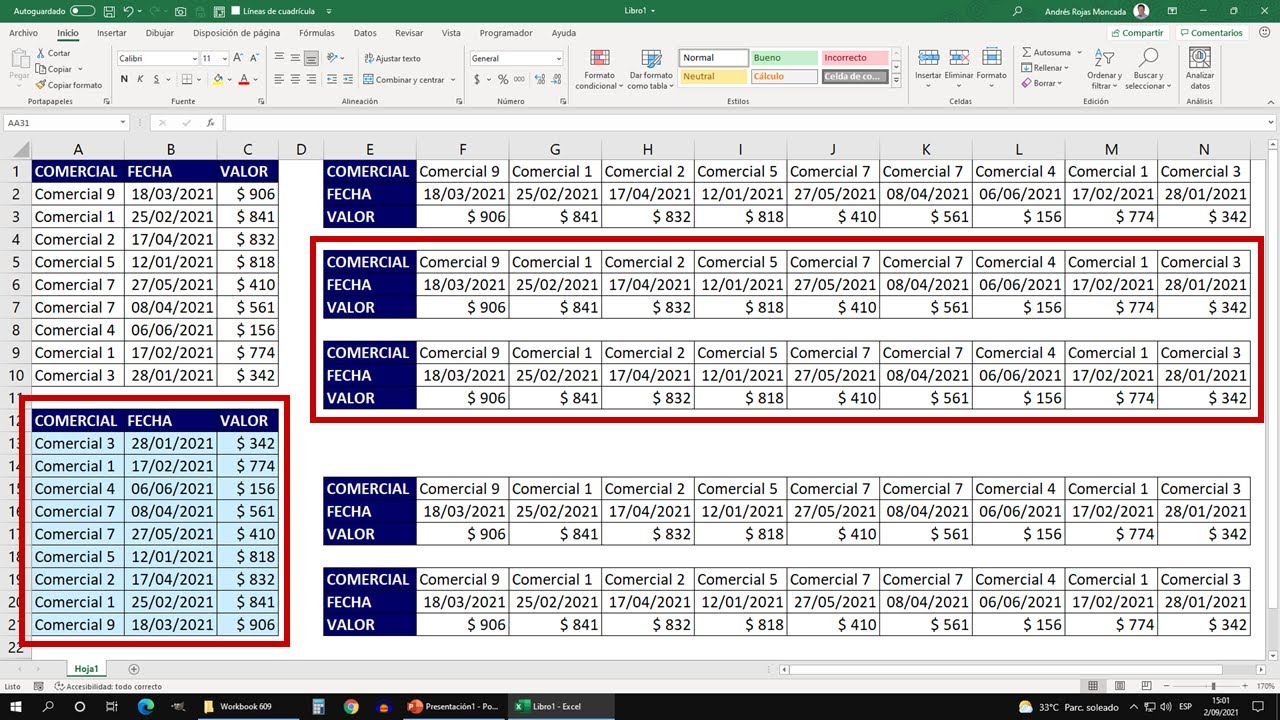 Invertir, Rotar, Voltear, o Girar Rangos en Excel - Las Mejores Formas de Hacerlo