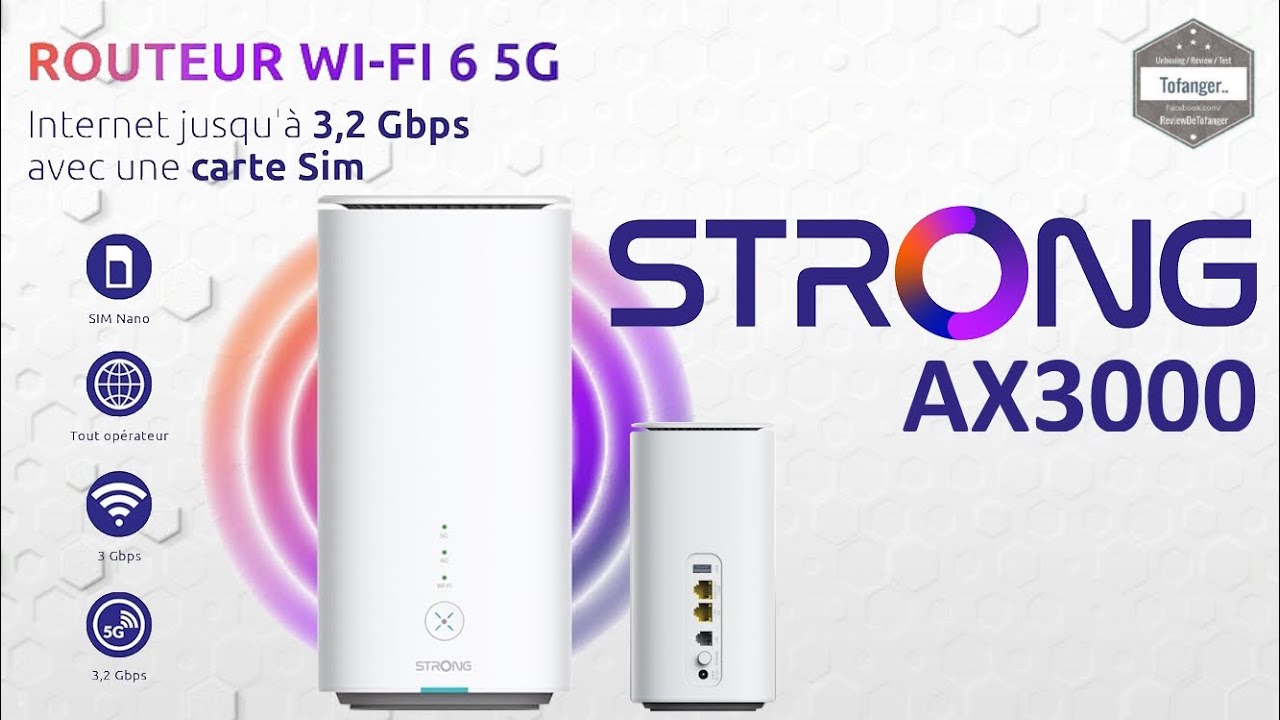 Маршрутизатор STRONG AX300 5G WiFi 6 - Nano Sim - 2 порта RJ45 - до 3,2 Гбит/с - Распаковка