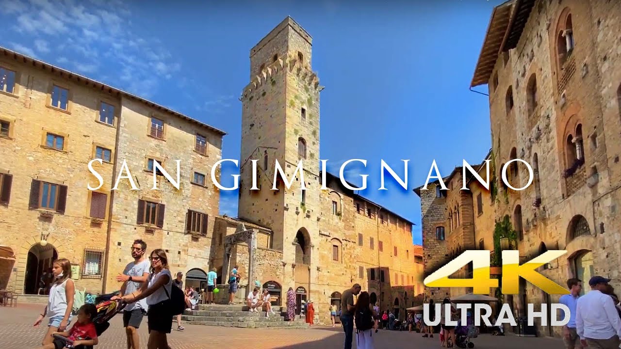 4K San Gimignano WALK IN THE CITY CENTER | Afternoon Walk in San Gimignano Tuscany Italy (60fps)