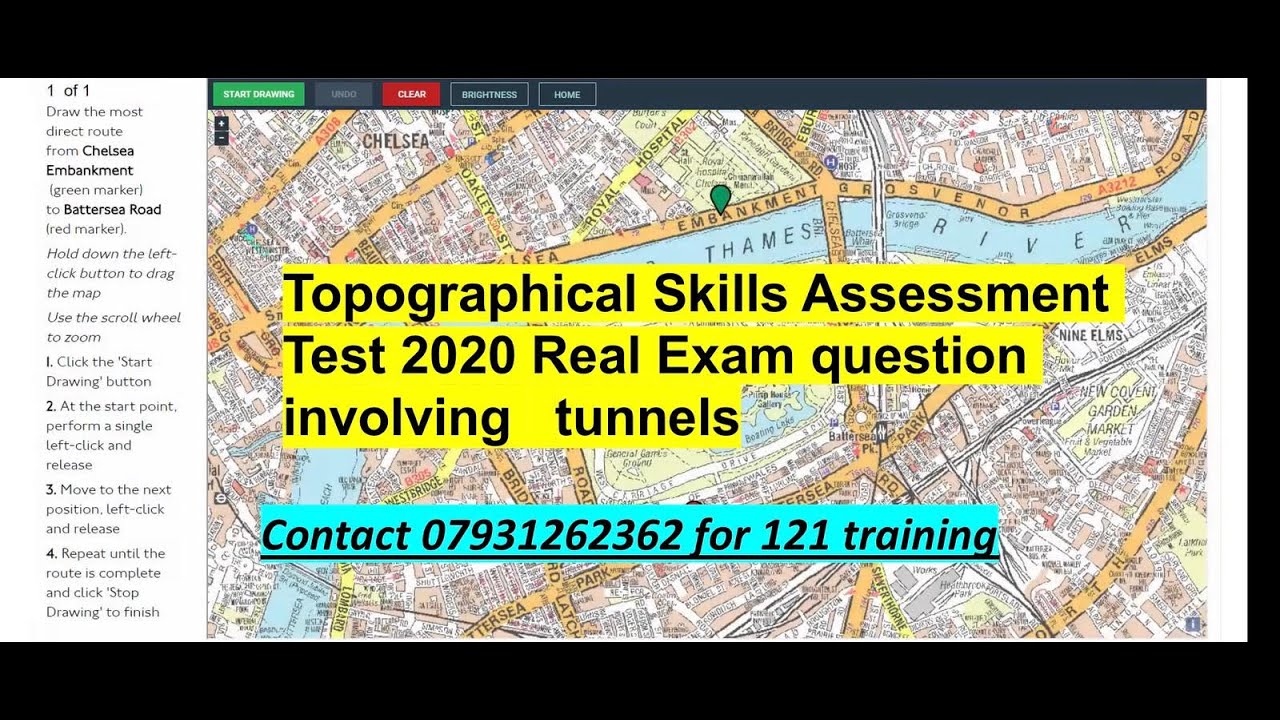 Topographical Skills Assessment Test 2020,Real Route planning Exam Questions involving Tunnels