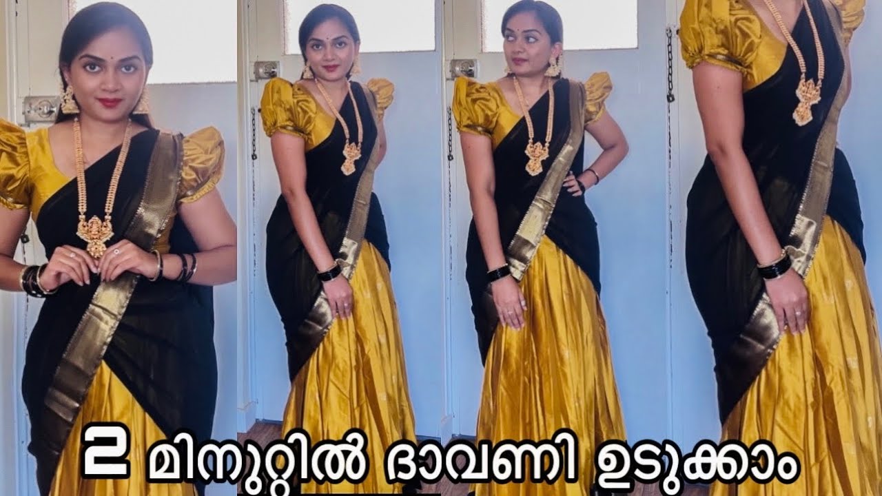2 Minute Dhavani/Half Saree Draping tutorial for beginners|How to wear dhavani in perfect shape