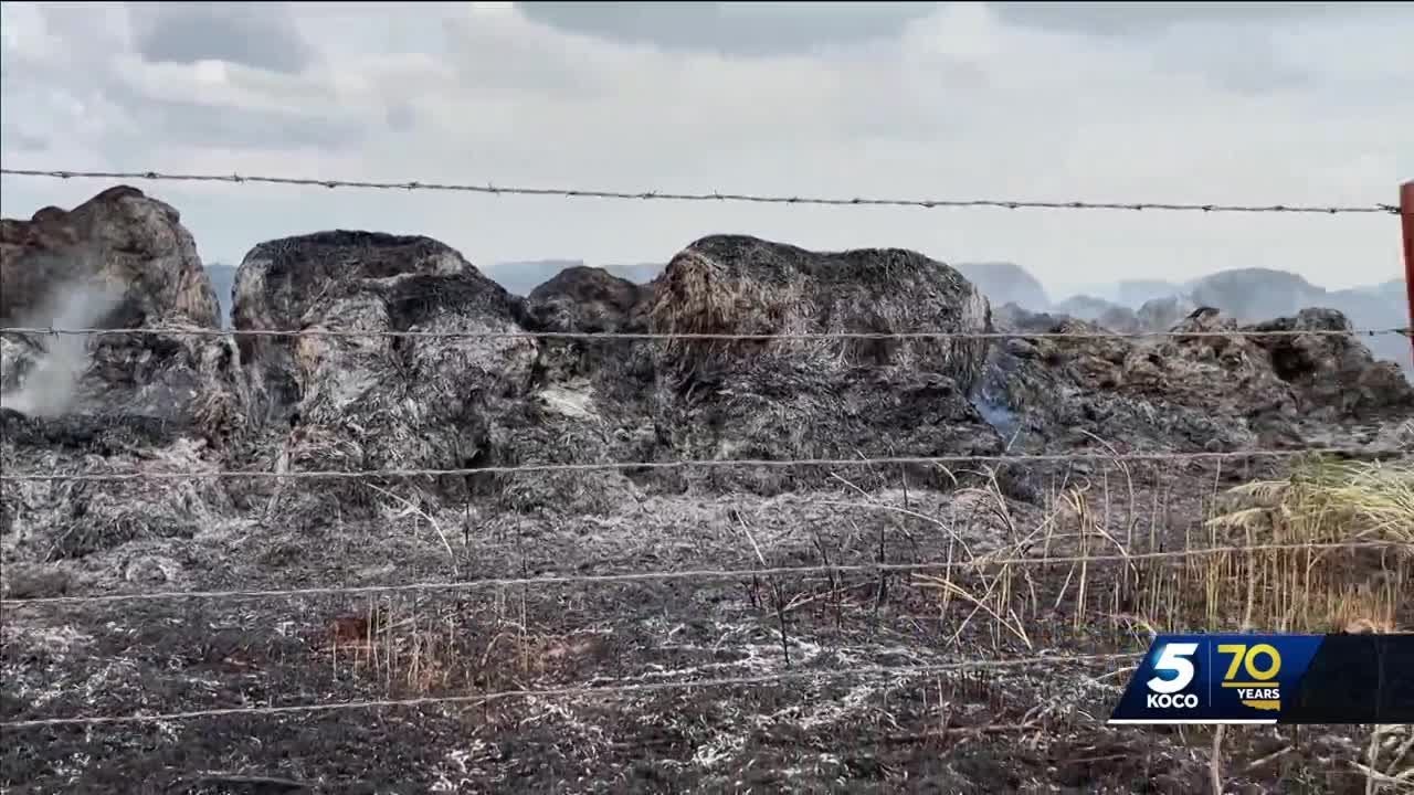 Oklahoma farmers devastated, out thousands of dollars after suspect sets fire to hay bales