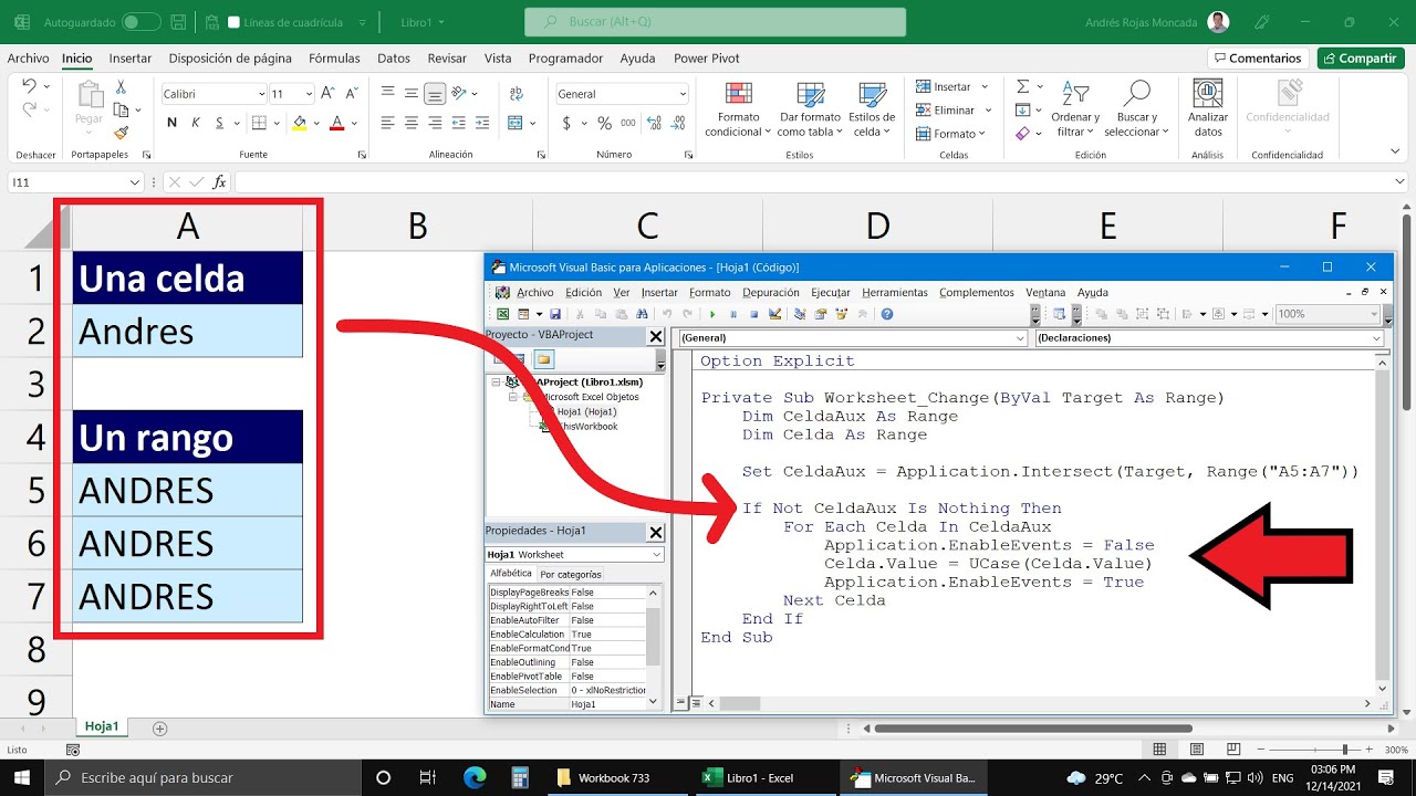 Cambiar de Minúsculas a Mayúsculas al Pulsar Enter en Excel ¡VBA!
